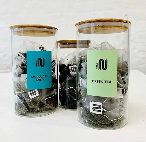 Organic Premium Tea Bags in glass jar
