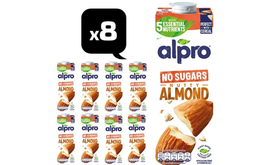 Alpro Almond No Sugars Dairy Free Drink Case - 8 x 1 Litre