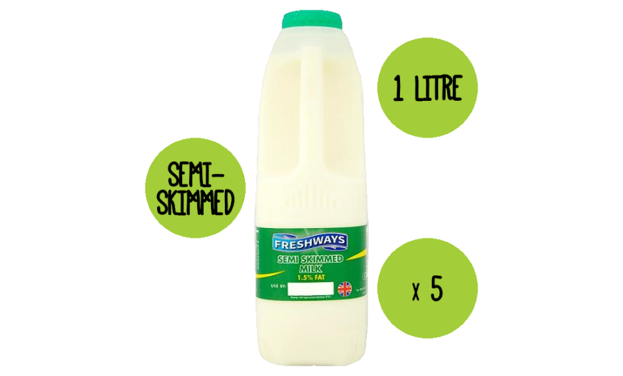 Semi Skimmed Milk 5 x 1 Litre 