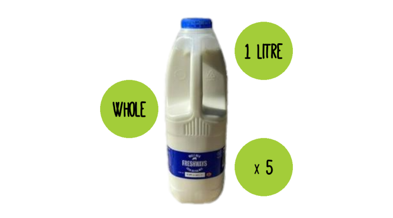 Whole Milk 5 X 1 Litre