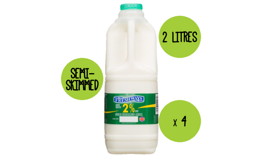 Semi Skimmed Milk 4 X 2 Litre 