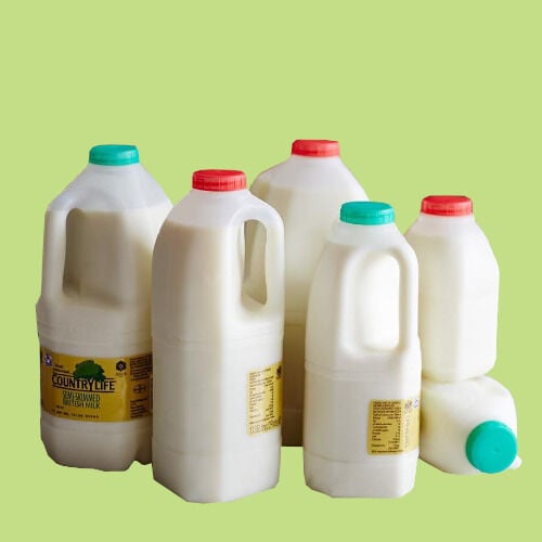 Grouped photo of milk plastic bottles