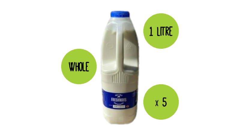 Whole Milk 5 X 1 Litre